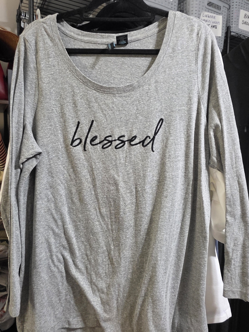 Cynthia Rowley Gray Long-Sleeve 'blessed' Tee